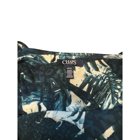 Chaps womens teal leaf print midi jersey dress size S - Picture 6 of 6